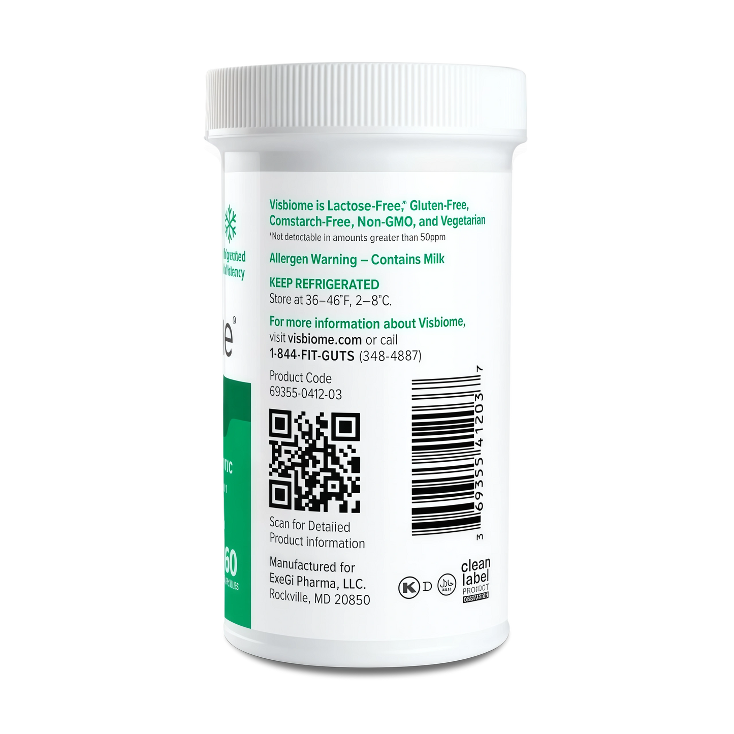 Visbiome® GI Care High Potency Probiotic, 112.5B CFU, 60 Capsules | Original De Simone Formulation®, Multi-Strain, Refrigerated Probiotics, Low FODMAP Certified, Gluten-Free